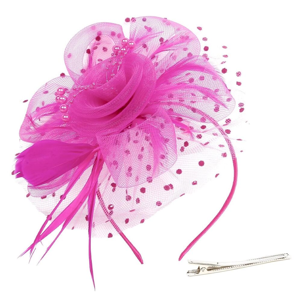8461 Fascinators Hats For Women Tea Party Fushia Kentuckye Derbye Headbands